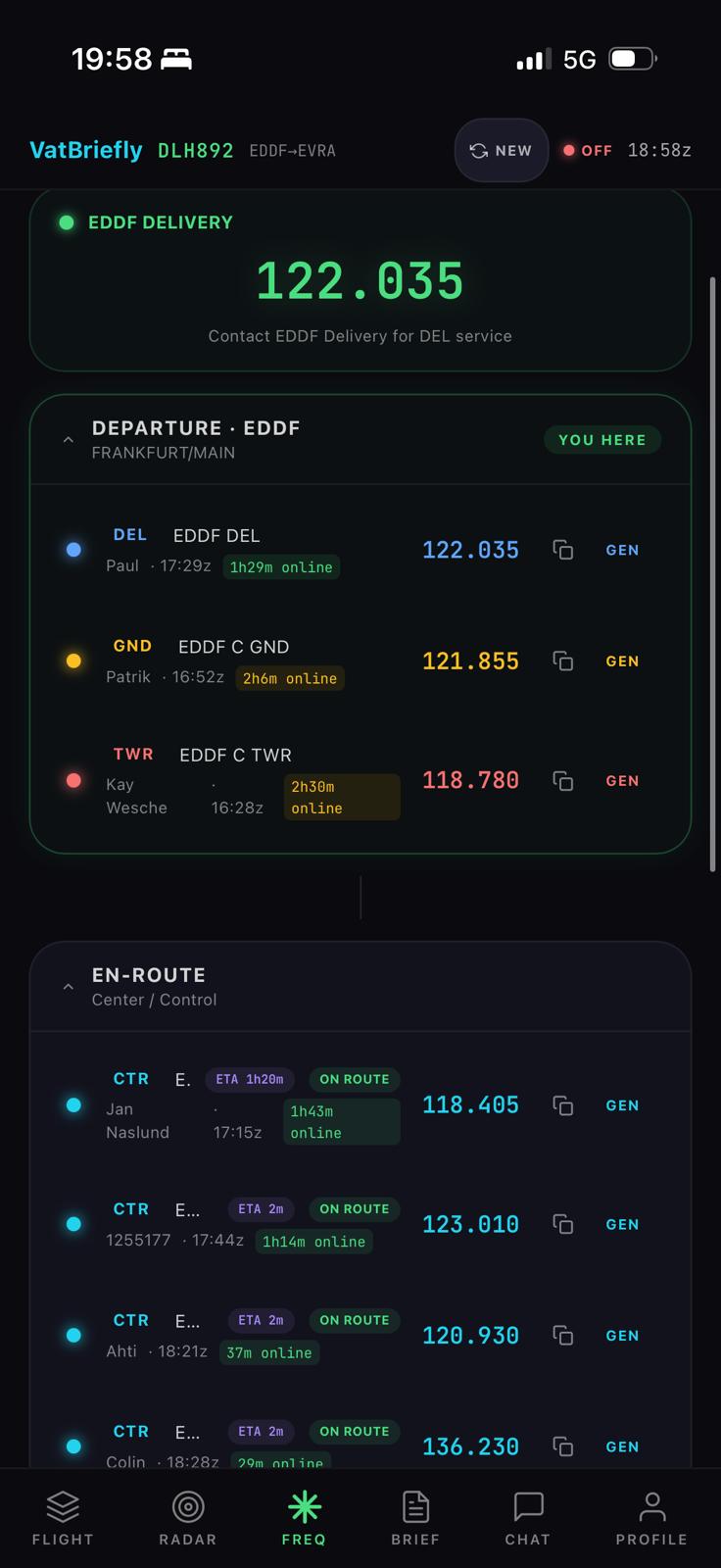 Smart frequencies gate to gate